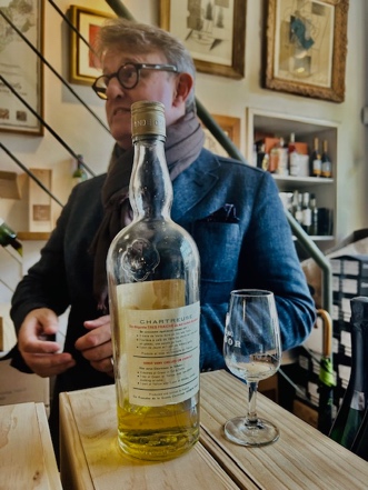 Post lunch Chartreuse and wine tasting at ‘Le Livre de Cave’ Wine collectors store, Paris 75007