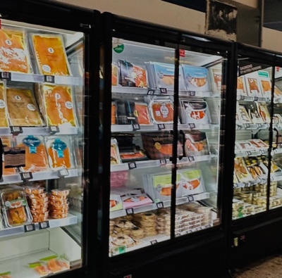 Images from inside food section of Bon Marche department store