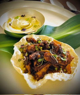 Pickled Duck Confit Poppadom - Final Image