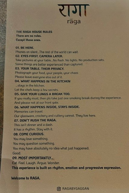 RAGA HOUSE RULES